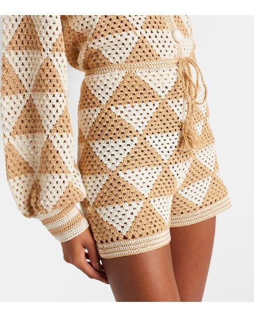 Anna Kosturova Natural Maija Crochet Cotton Shorts