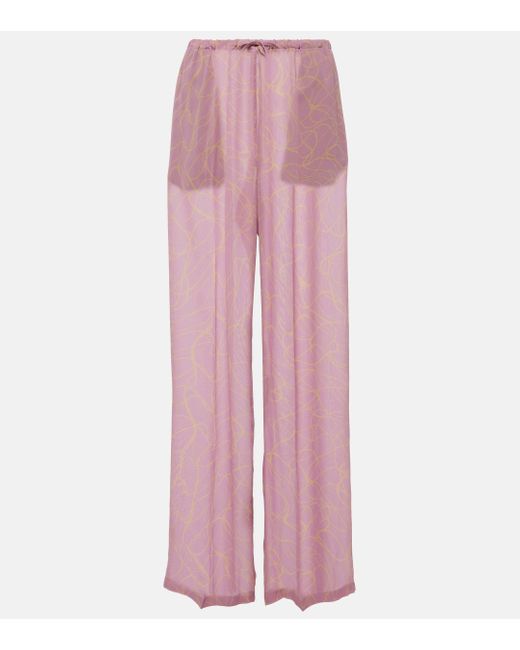 Dries Van Noten Pink Printed Wide-leg Pants