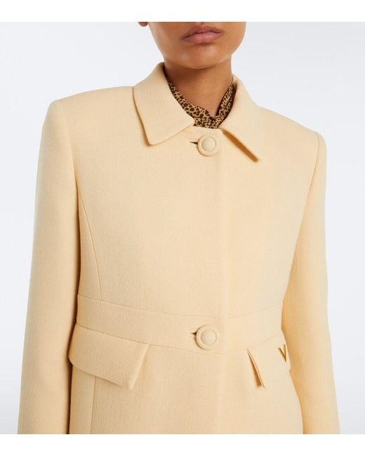 Valentino Natural Vgold Virgin Wool Crepe Coat