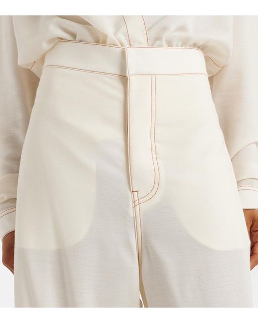 Alaïa White High-Rise Wool-Blend Wide-Leg Pants