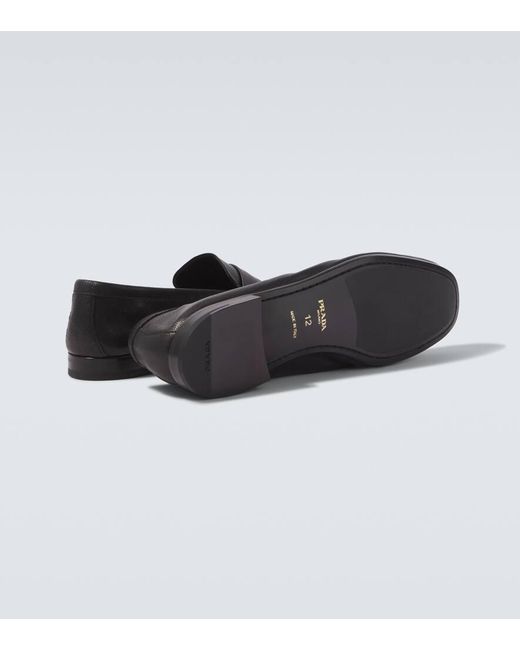 Prada Black Leather Penny Loafers for men