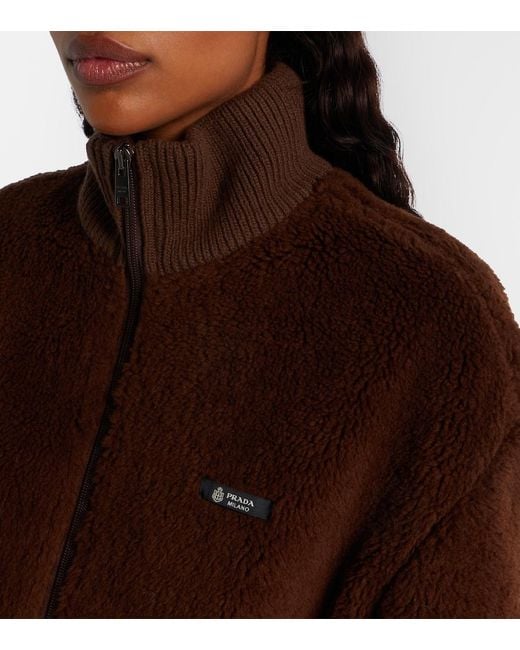 Prada Brown Wool-Blend Fleece Jacket