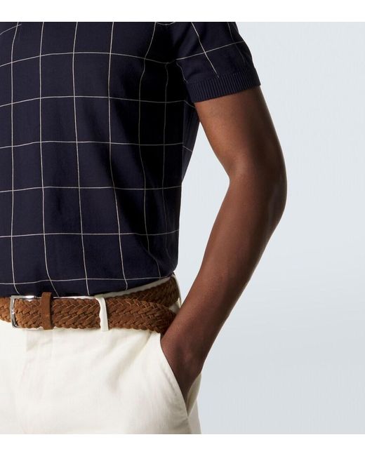 Dunhill Blue Colorblocked Cotton And Silk Sweater for men