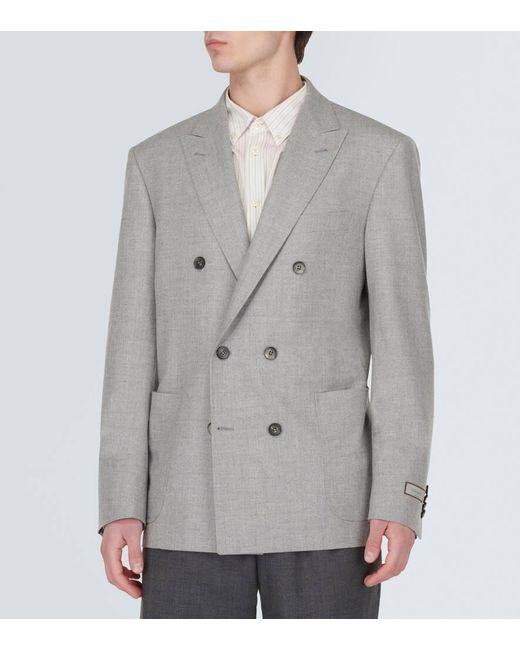 Blazer cruzado de mezcla de cachemir Canali de hombre de color Gray