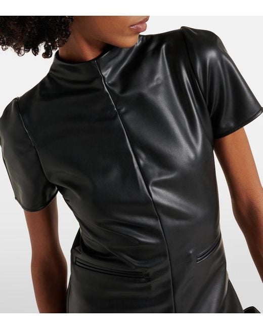 Courreges Black Faux Leather Minidress