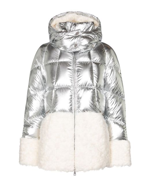 Moncler Metallic Algenubi Faux Shearling Down Jacket