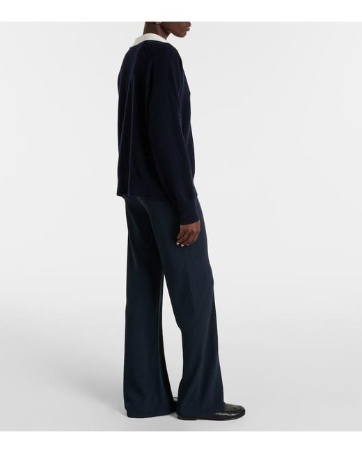 Vince Blue Wool And Cashmere-Blend Polo Sweater