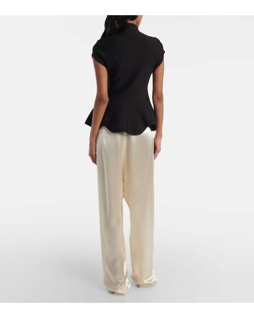 Khaite Black Andra Peplum Top