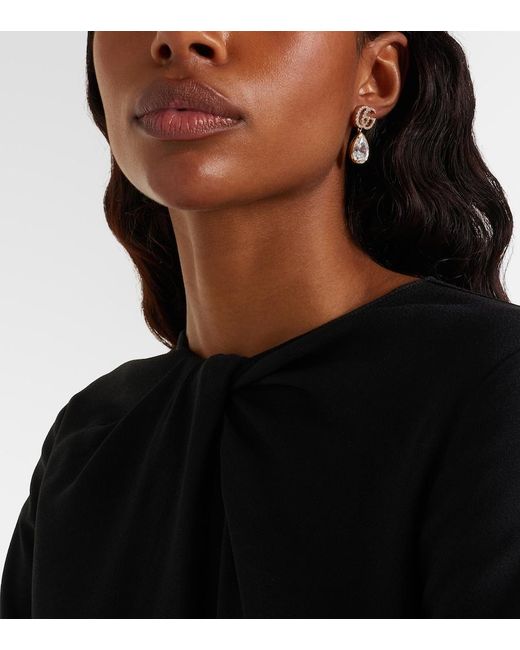 Gucci White Gg Marmont Crystal-Embellished Drop Earrings