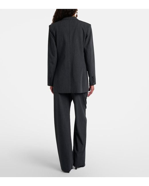 Isabel Marant Blue Pinstriped Wool-Blend Straight Pants