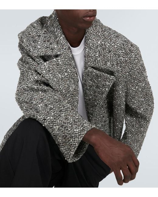 Valentino Gray Embellished Boucle Wool-Blend Jacket for men