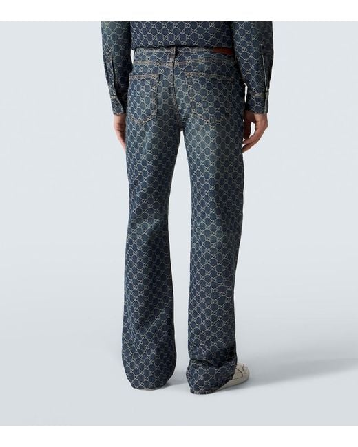 Gucci Flared Jeans Gg Aus Jacquard in Blue für Herren