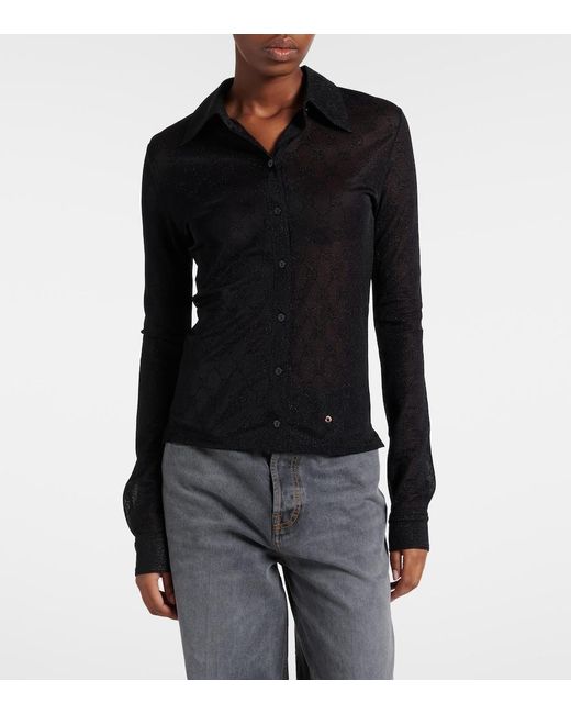 Gucci Black Gg Sheer Lame Shirt