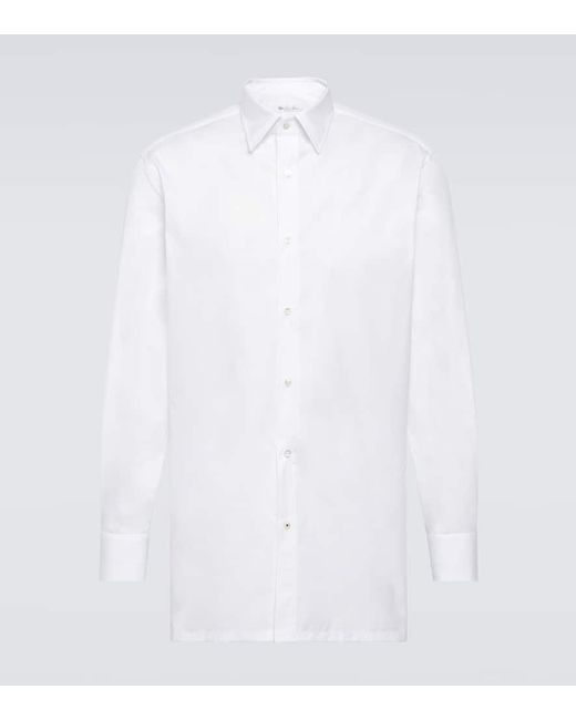 Camisa oxford de popelin de algodon Loro Piana de hombre de color White