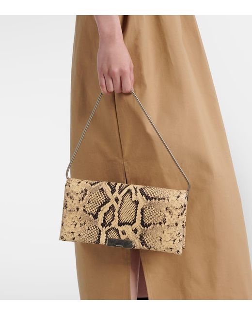 Jil Sander Metallic Carnet Snake-Effect Leather Clutch