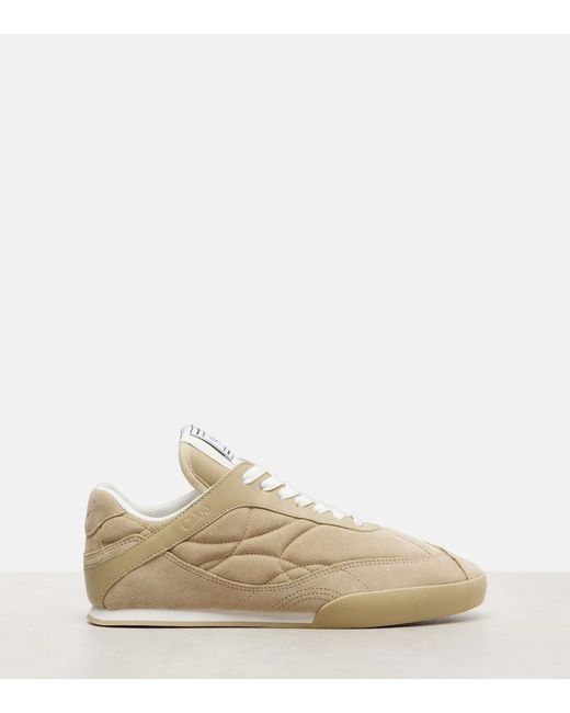 Chloé Natural Sneakers Kick Aus Veloursleder Und Leder