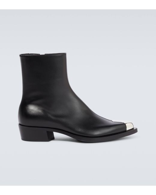 Alexander McQueen Black Punk Leather Ankle Boots for men
