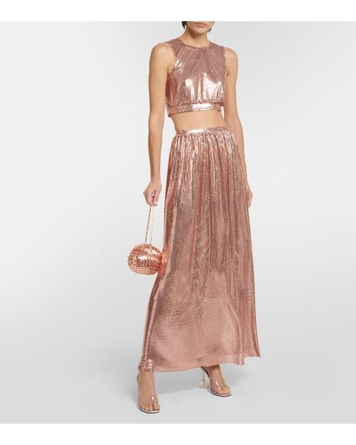 Rabanne Brown Metallic Mesh Maxi Skirt