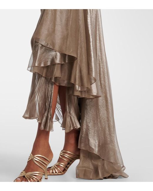 Maria Lucia Hohan Brown Jolie Lace-Trimmed Silk Bustier Dress