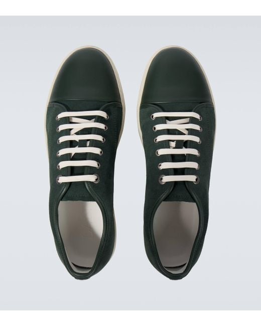 Lanvin Green Dbb1 Leather-Trimmed Suede Sneakers for men