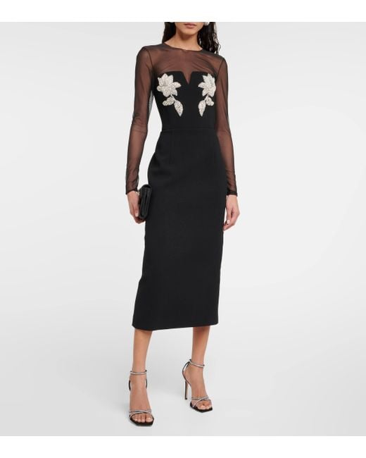 Rebecca Vallance Black Ginevra Embellished Midi Dress