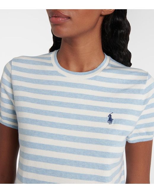 Camiseta Acanalada En Mezcla De Algodon Polo Ralph Lauren de color Blue