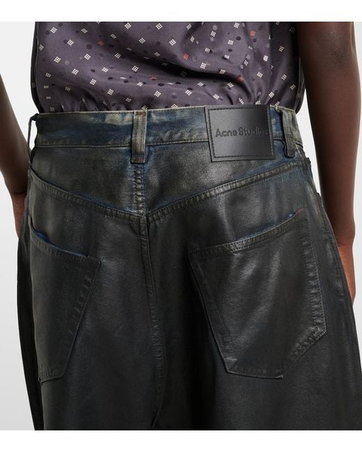 Acne Black 2023 Mid-Rise Wide-Leg Coated Jeans