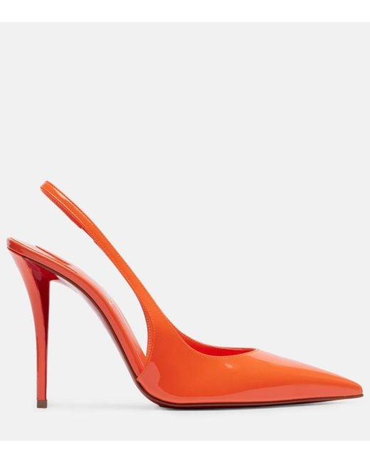 Christian Louboutin Red Miss Z 100 Patent Leather Slingback Pumps