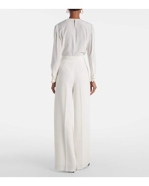 Max Mara White Weite High-Rise-Hose Manetta Aus Cady
