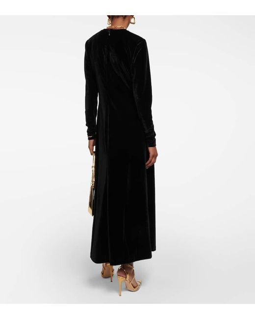 Vestido largo de terciopelo Polo Ralph Lauren de color Black