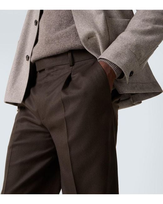 Zegna Black Wool Flannel Tapered Pants for men