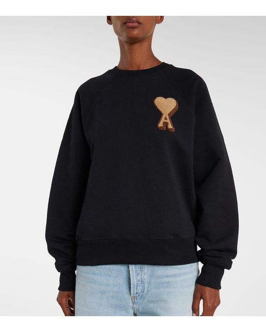 AMI Black Ami De Cour Cotton Sweatshirt