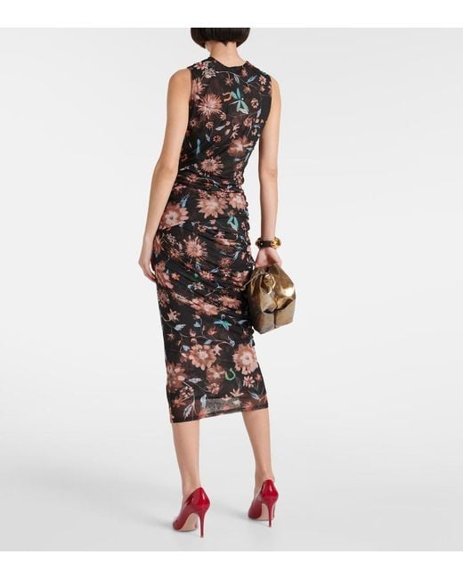 Dorothee Schumacher Black Sheer Flowers Floral Draped Midi Skirt