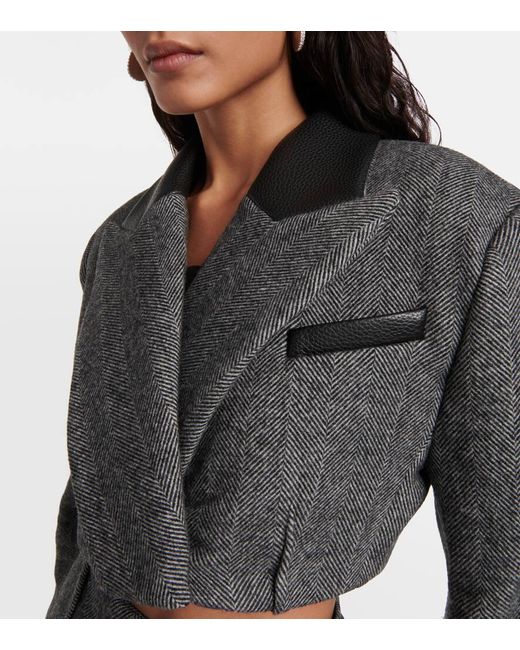 Jonathan Simkhai Gray Cropped-Blazer Clare Aus Einem Wollgemisch