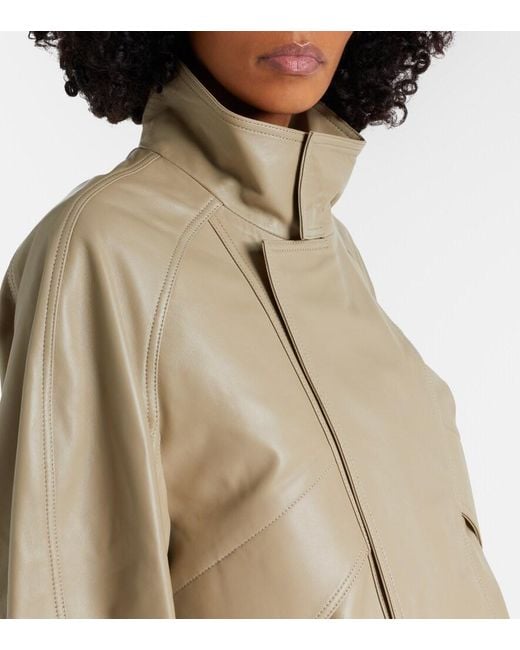 Nour Hammour Brown Ariste Leather Bomber Jacket