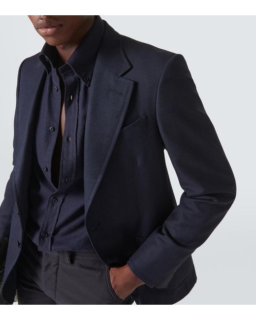 Tom Ford Blue Wool, Mohair, And Silk Suit Jacket for men