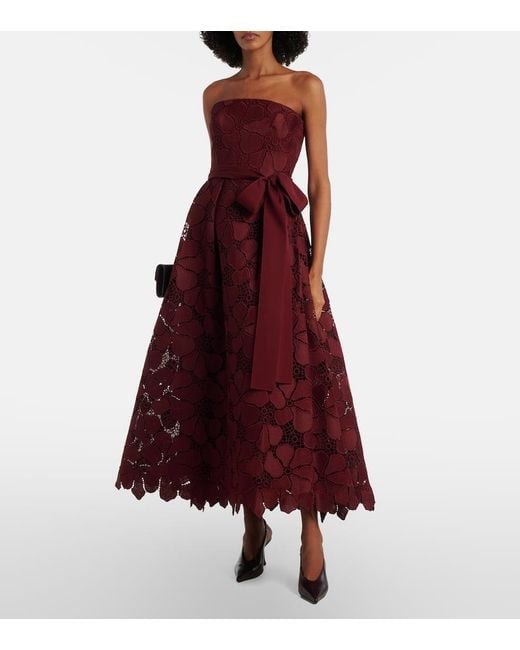Elie Saab Red Silk-Blend Guipure Lace Cocktail Dress