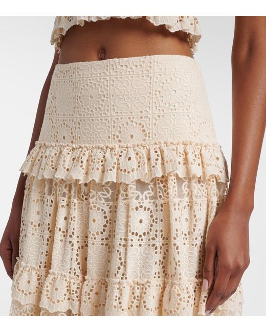 Elie Saab Natural Guipure Lace Cotton And Silk-Blend Maxi Skirt