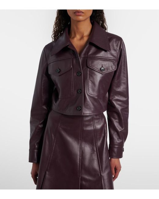 Emilia Wickstead Red Nics Cropped Leather Jacket