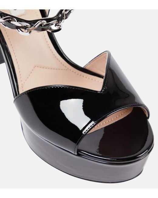 Miu Miu Black Embellished Leather Platform Sandals