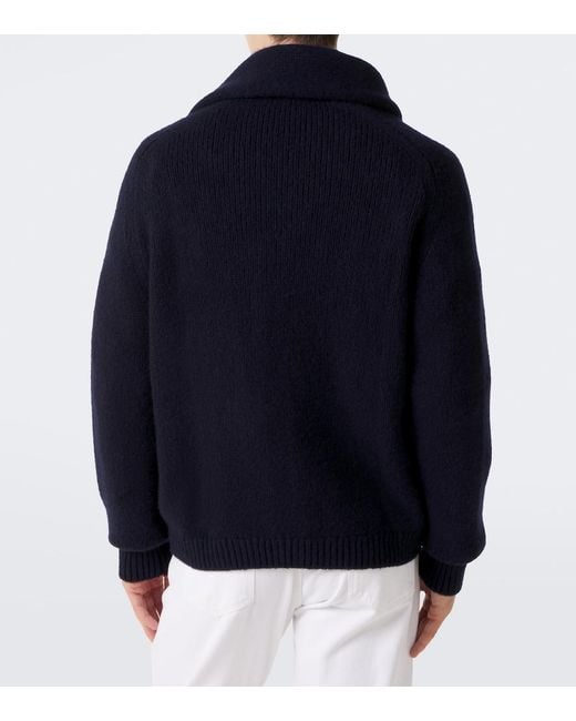 Umit Benan Blue Montana Cashmere And Silk Cardigan for men