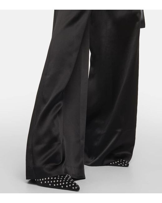 Nili Lotan Black Weite Hose Flavie Aus Seide