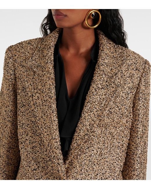 Alessandra Rich Brown Oversized Tweed Lame Blazer