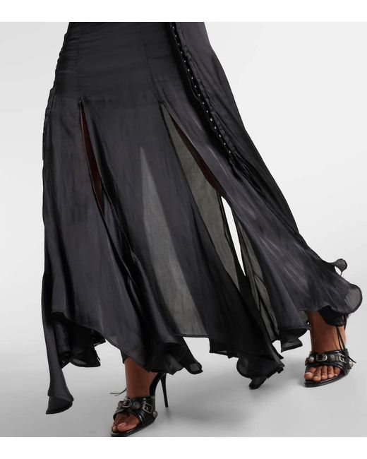 Falda larga asimetrica con encaje Y. Project de color Black