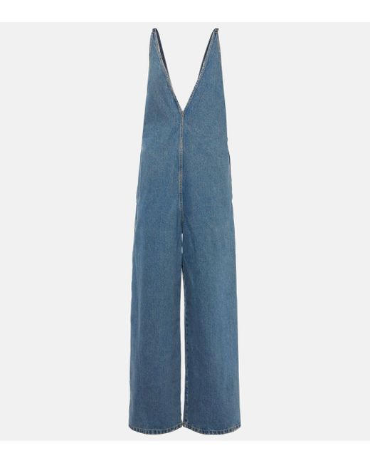 Prada Blue Open-Back Denim Jumpsuit