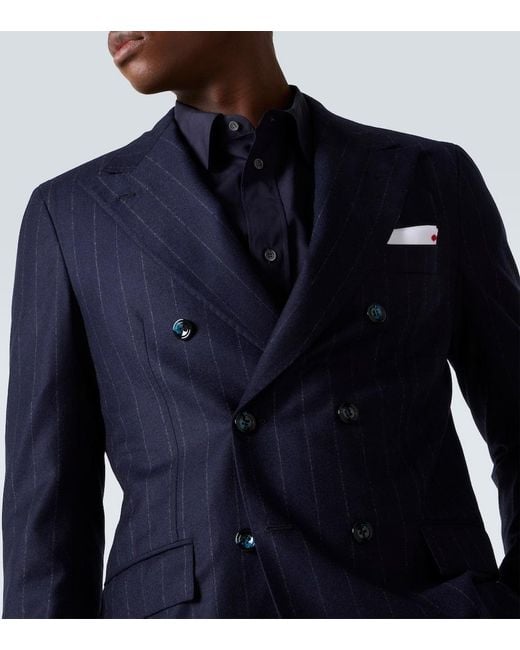 Traje De Lana Y Cachemir A Rayas Kiton de hombre de color Blue