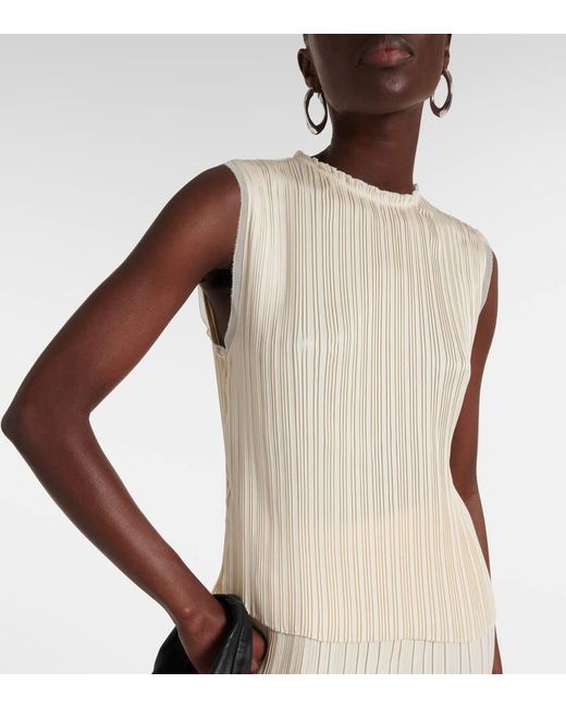 Vince White Chiffon-trimmed Pleated Satin Top