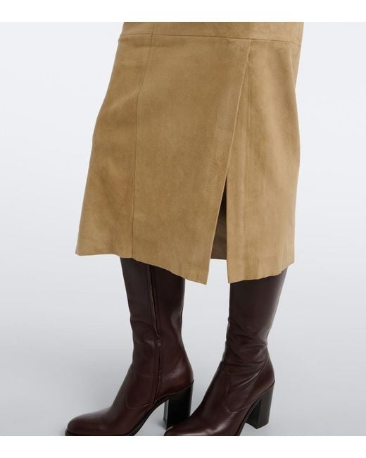 Stouls Natural Winona Suede Midi Skirt