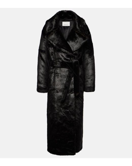 Frankie Shop Black Joni Faux Fur Coat