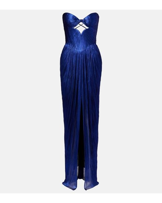 Maria Lucia Hohan Blue Stephanie Silk Tulle Bustier Gown